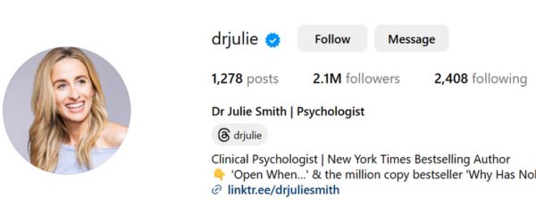 Dr. Julie Smith healthcare influencers on instagram
