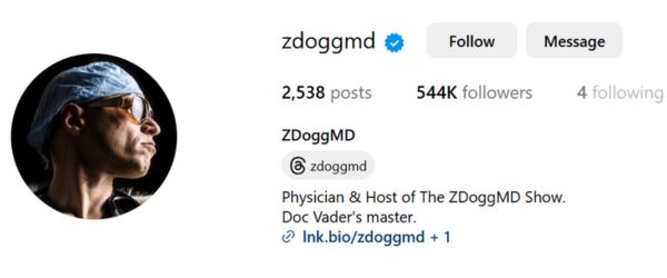 Dr. Zubin Damania healthcare influencers on instagram