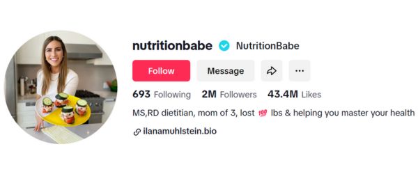 Nutrition Babe tiktok influencer